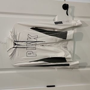 PINK Victoria's Secret hooded zip up, thin, white, black, grey, medium